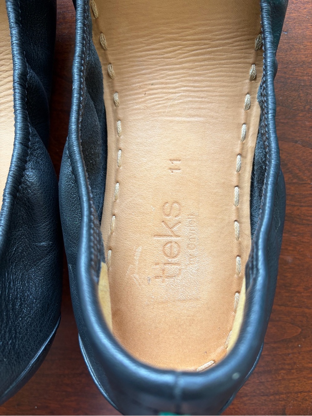 Tieks Black Leather Ballet Flats with Turquoise Heel Tab Size 11 - Picture 5 of 5